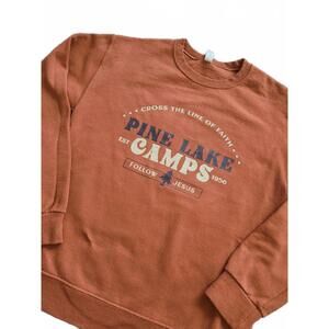 JERZEES Pine Lake Camps Sweatshirt - Size Small, Rust Brown, Soft Cotton-Poly Bl